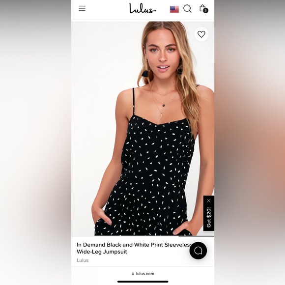 Lulu’s In Demand Black and White Print sleeveless wide leg Jumpsuit - Picture 4 of 9